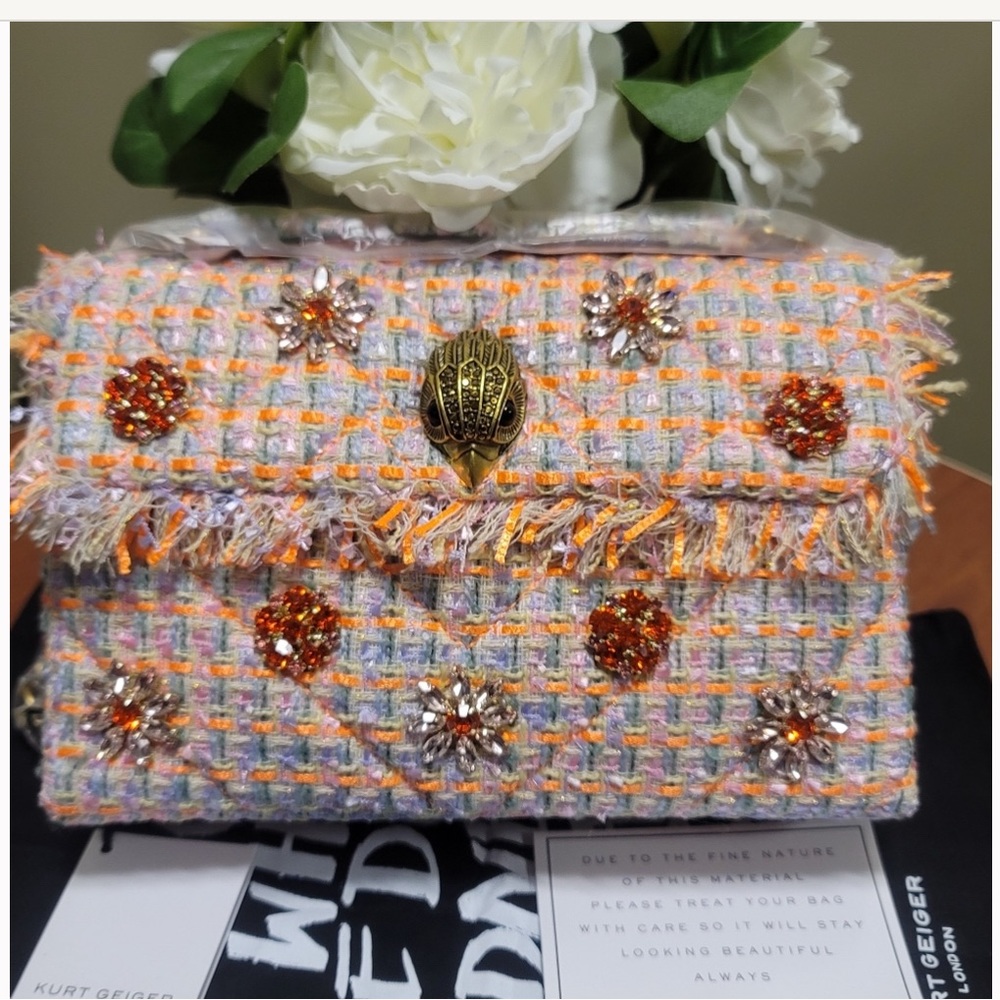 Kurt Geiger London Tweed  orange Medium Kensington Bag